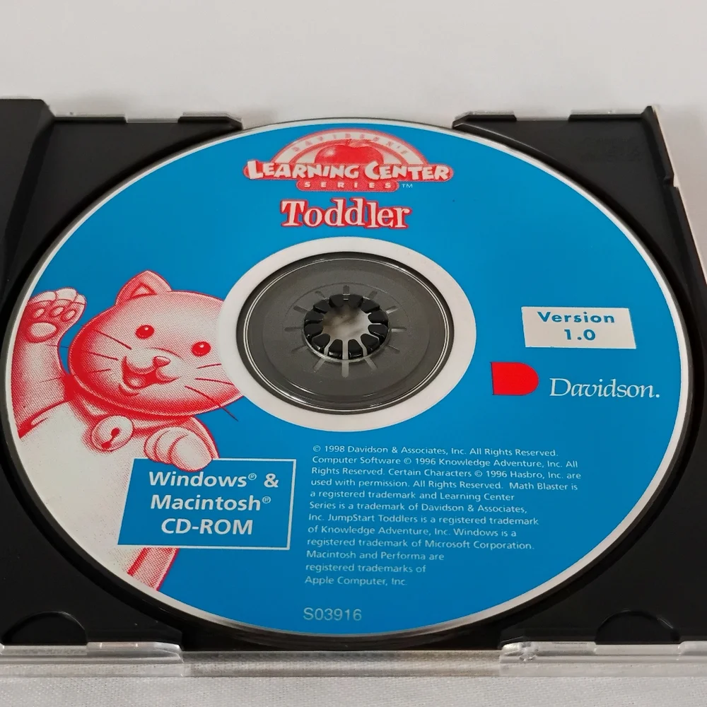 Davidson's Learning Center Toddler Education Video Game Letters Numbers Shapes